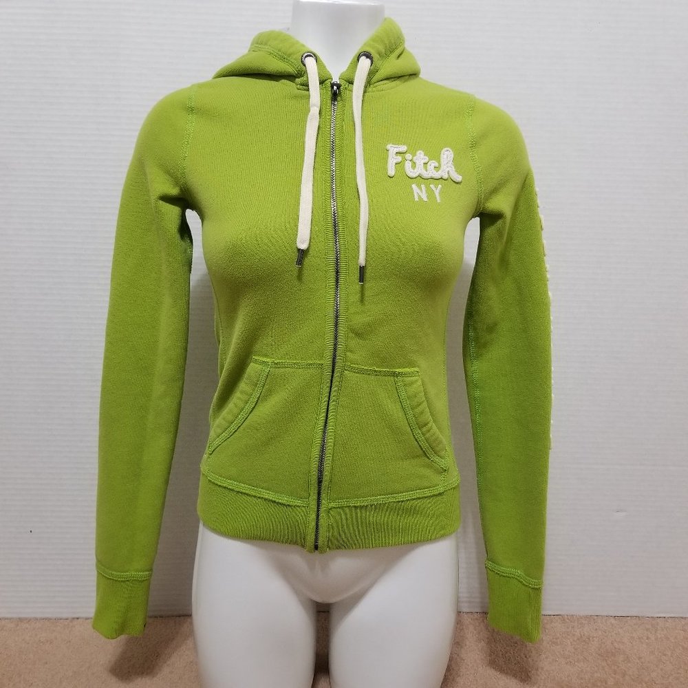 Abercrombie & Fitch hoodie XS zip up NY logo embroidered applique patch Y2K